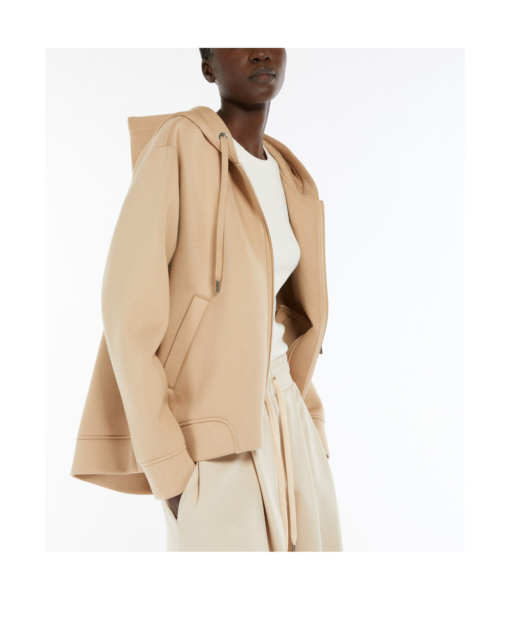 Shop Weekend Max Mara Knitted Hoodie In Nude