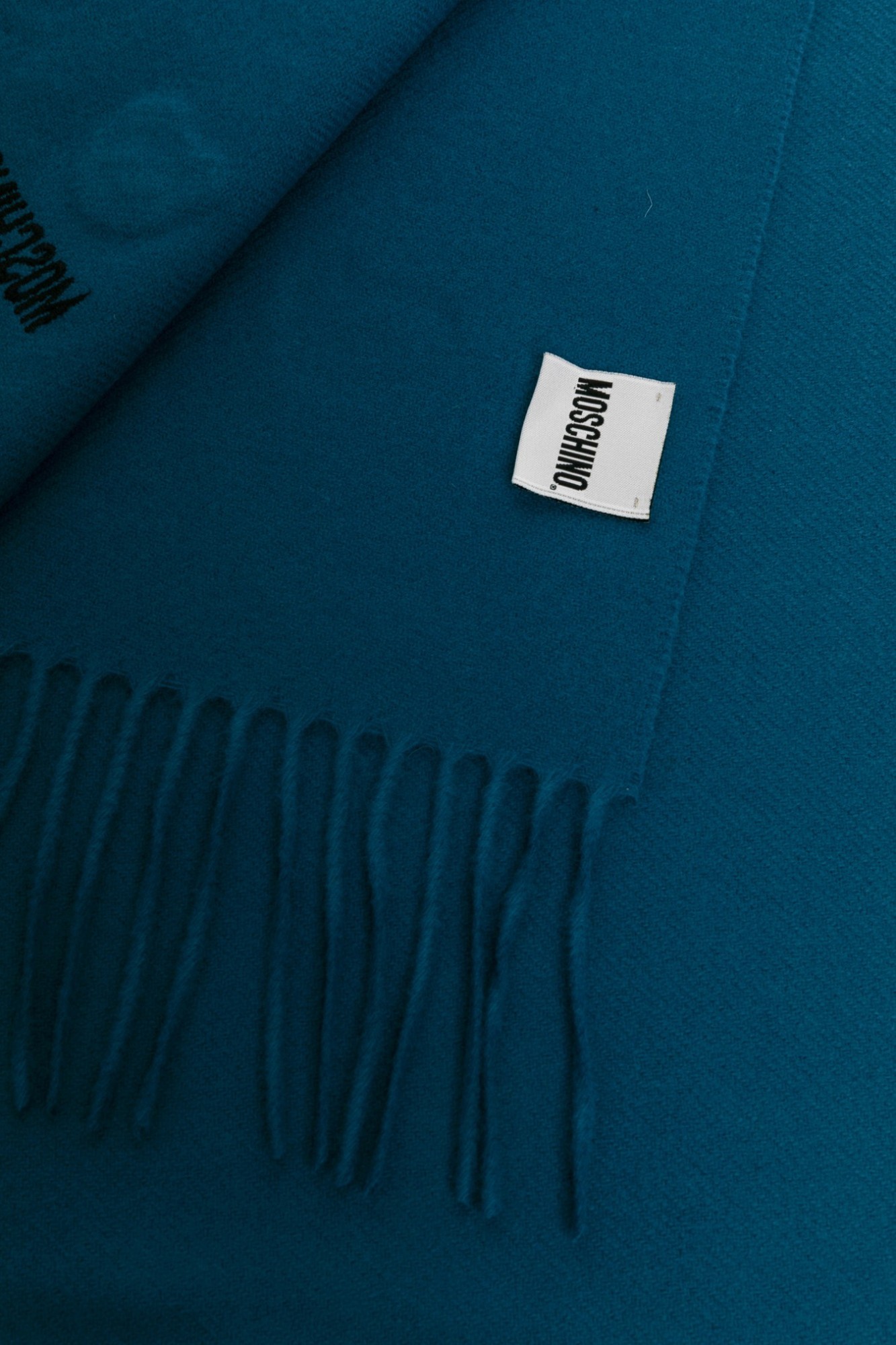 Moschino Fringed Scarf In Blue