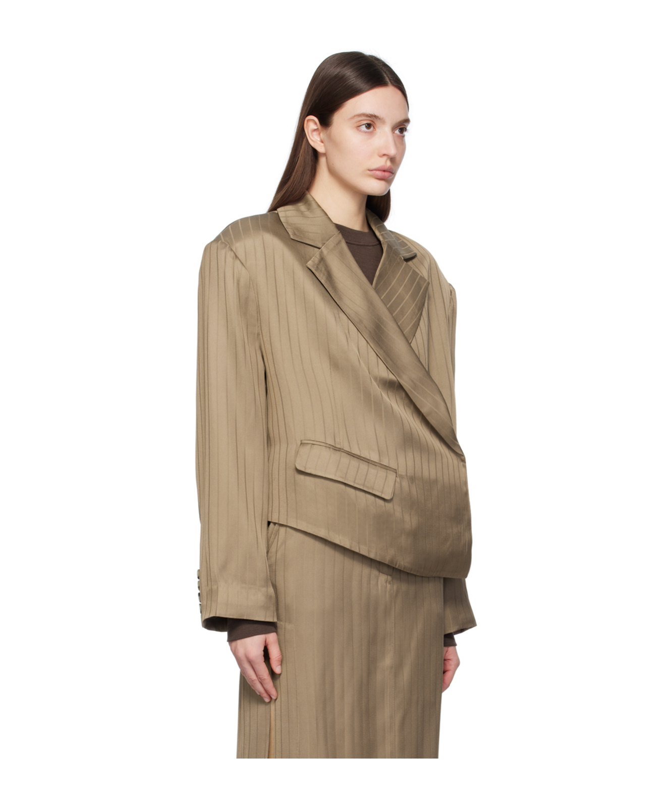 Remain Birger Christensen Asymmetrical Structure Casual Jacket In Brown