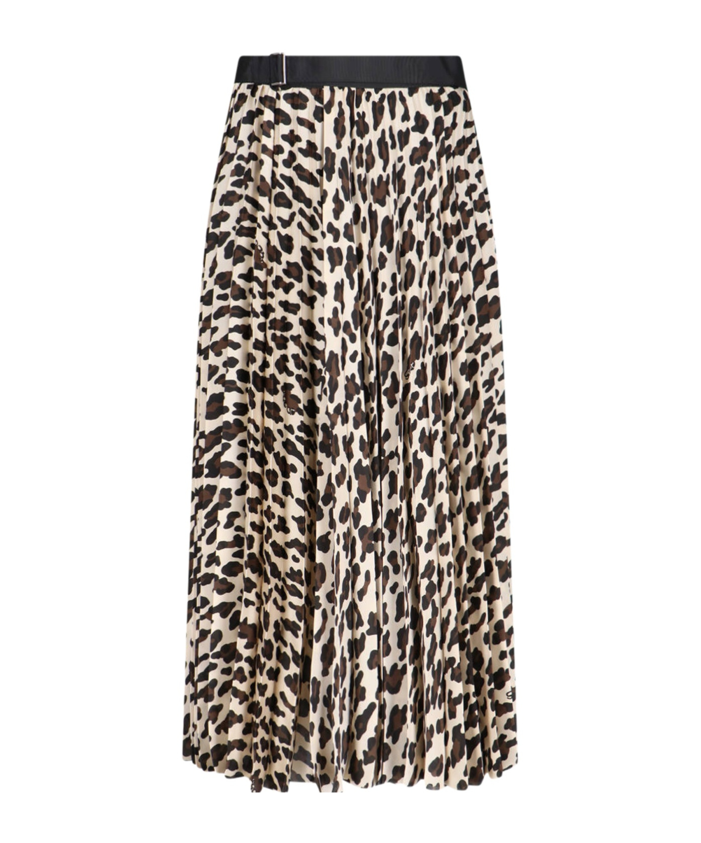 Shop Sacai Leopard-print Midi Skirt In Nude