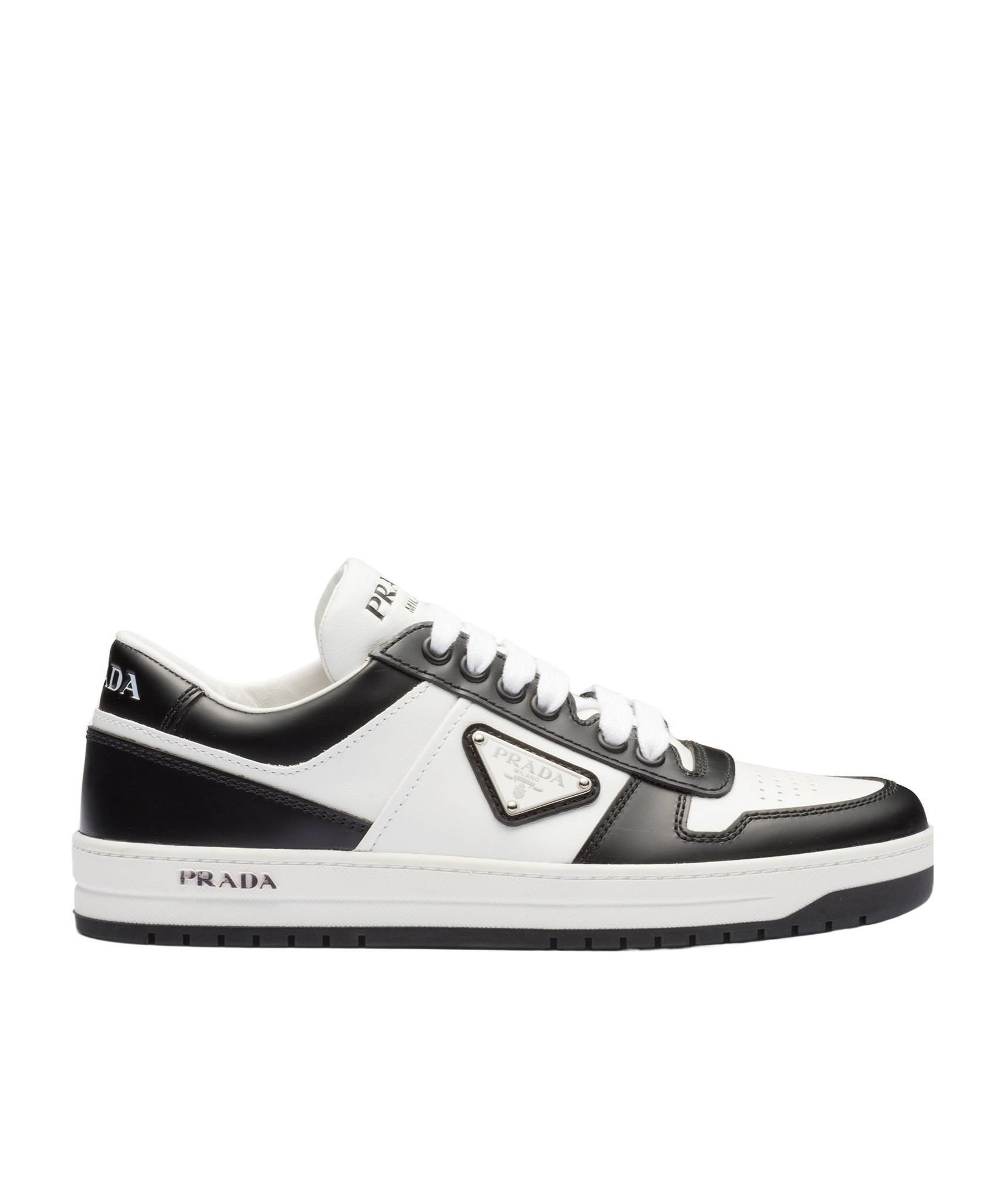 Prada Downtown Sneaker Aus Perforiertem Leder In White