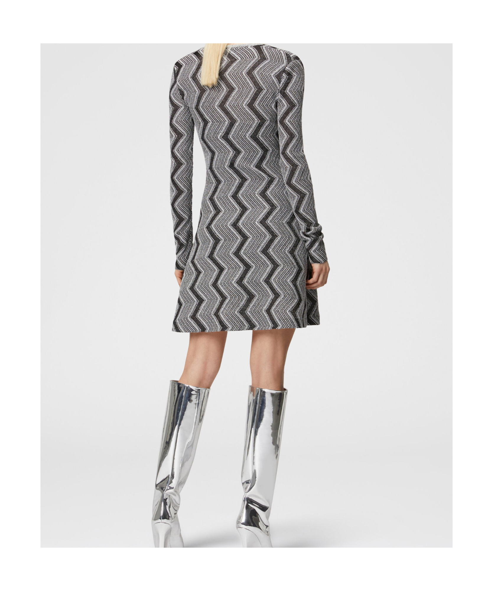 Missoni Zig Zag Patterned V-neck Dress In Gray