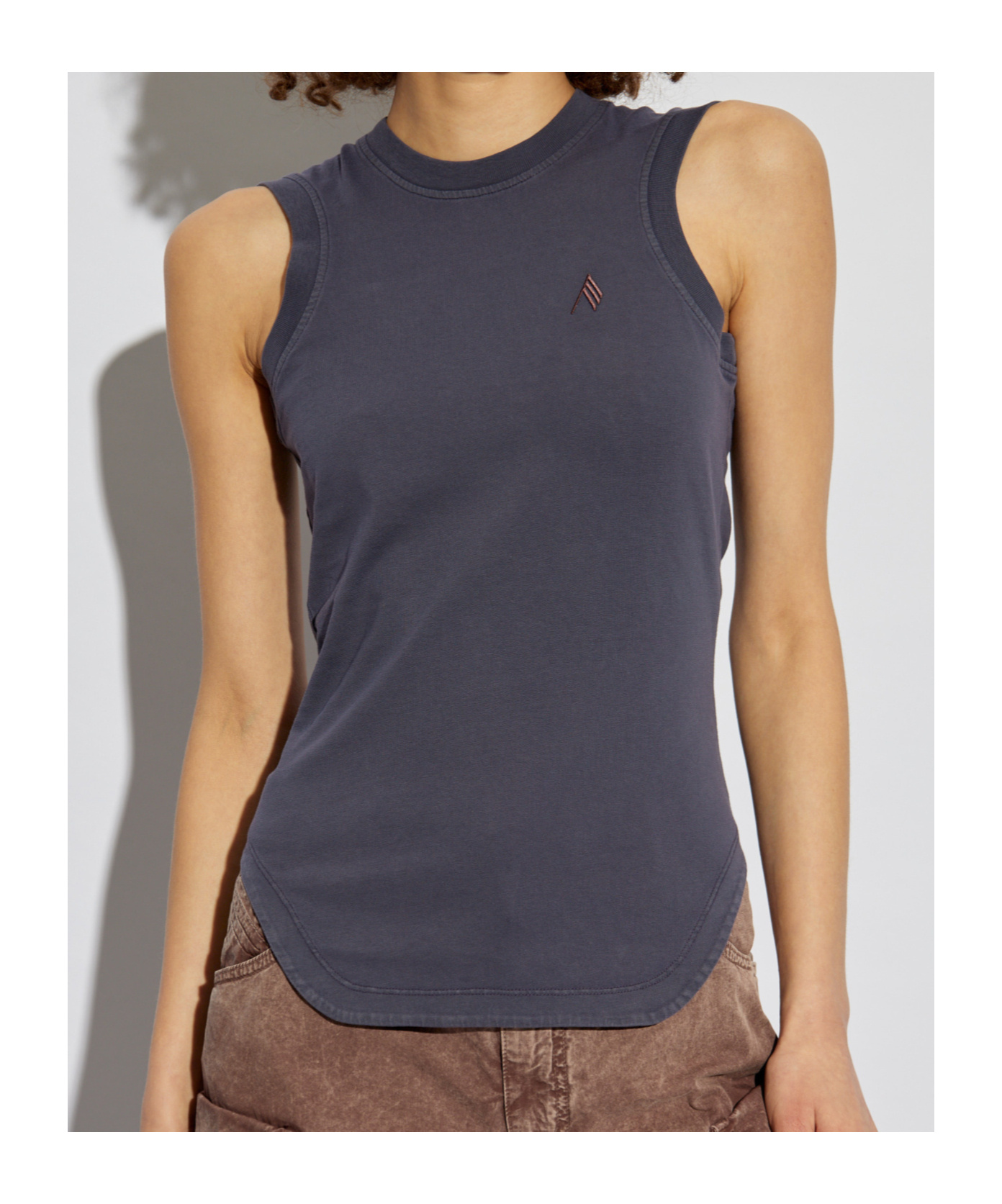 Shop Attico The Logo Embroidered Tank Top In Black