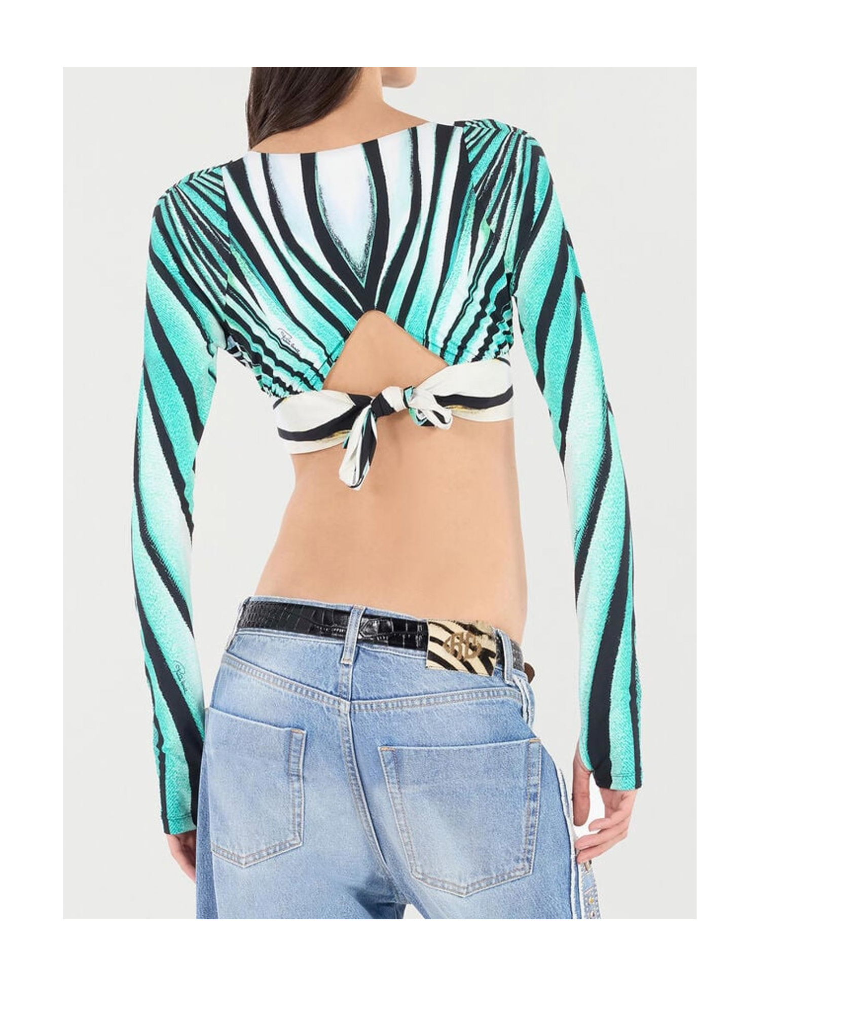 ROBERTO CAVALLI LONG-SLEEVED CROPPED T-SHIRT 