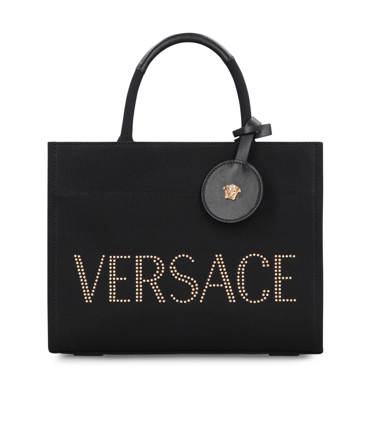 Versace Small Logo Tote In Black
