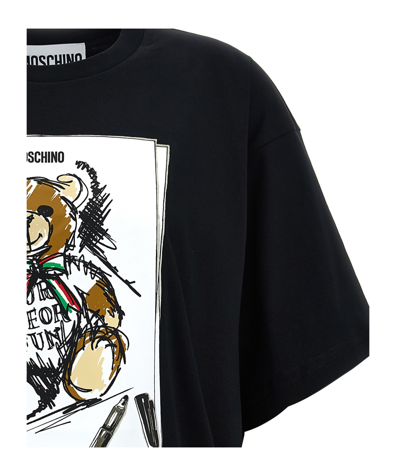 Moschino Black Printed T-shirt In Black