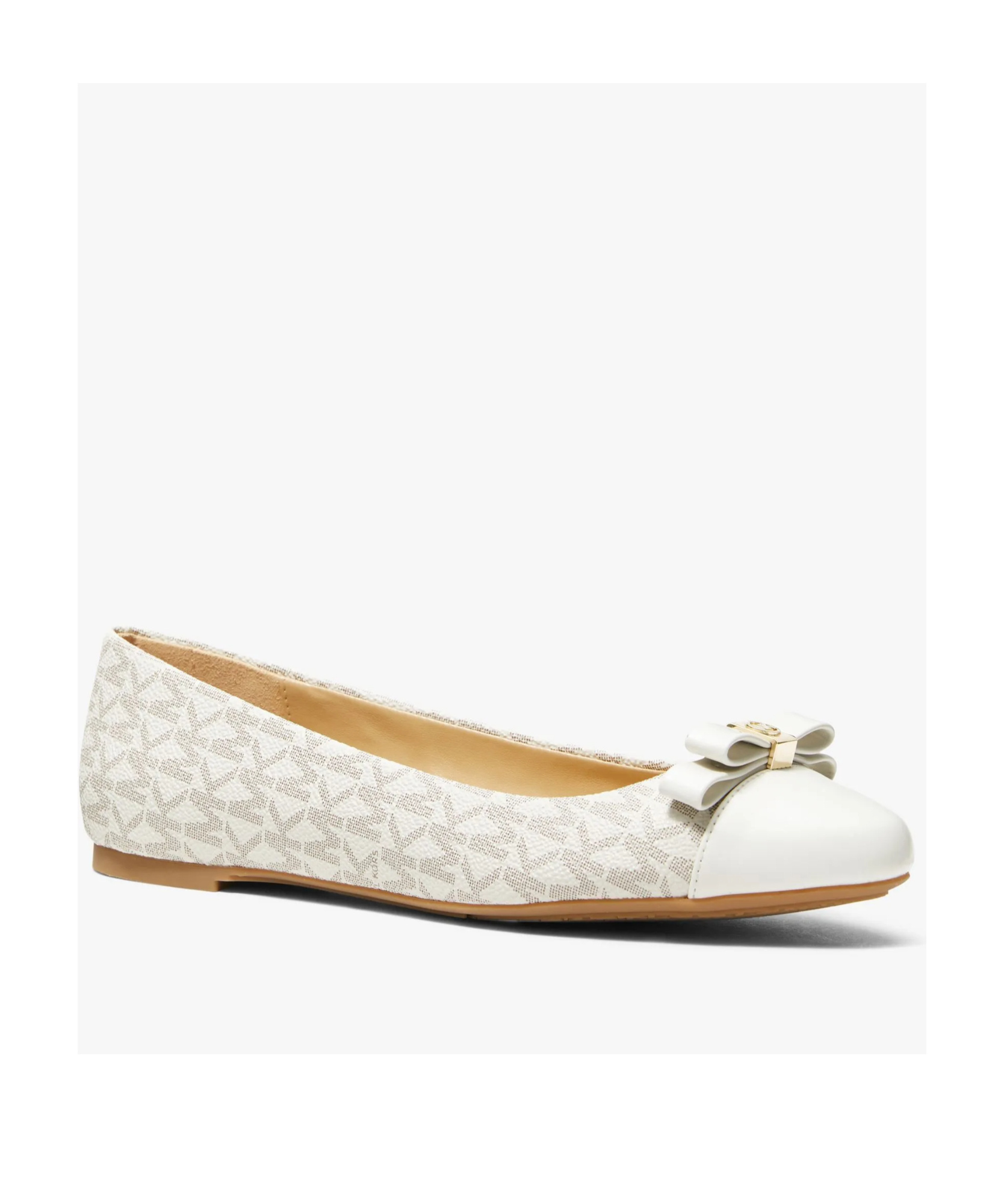 Michael Michael Kors Andrea Bow-detail Logo-print Ballerina Shoes In White