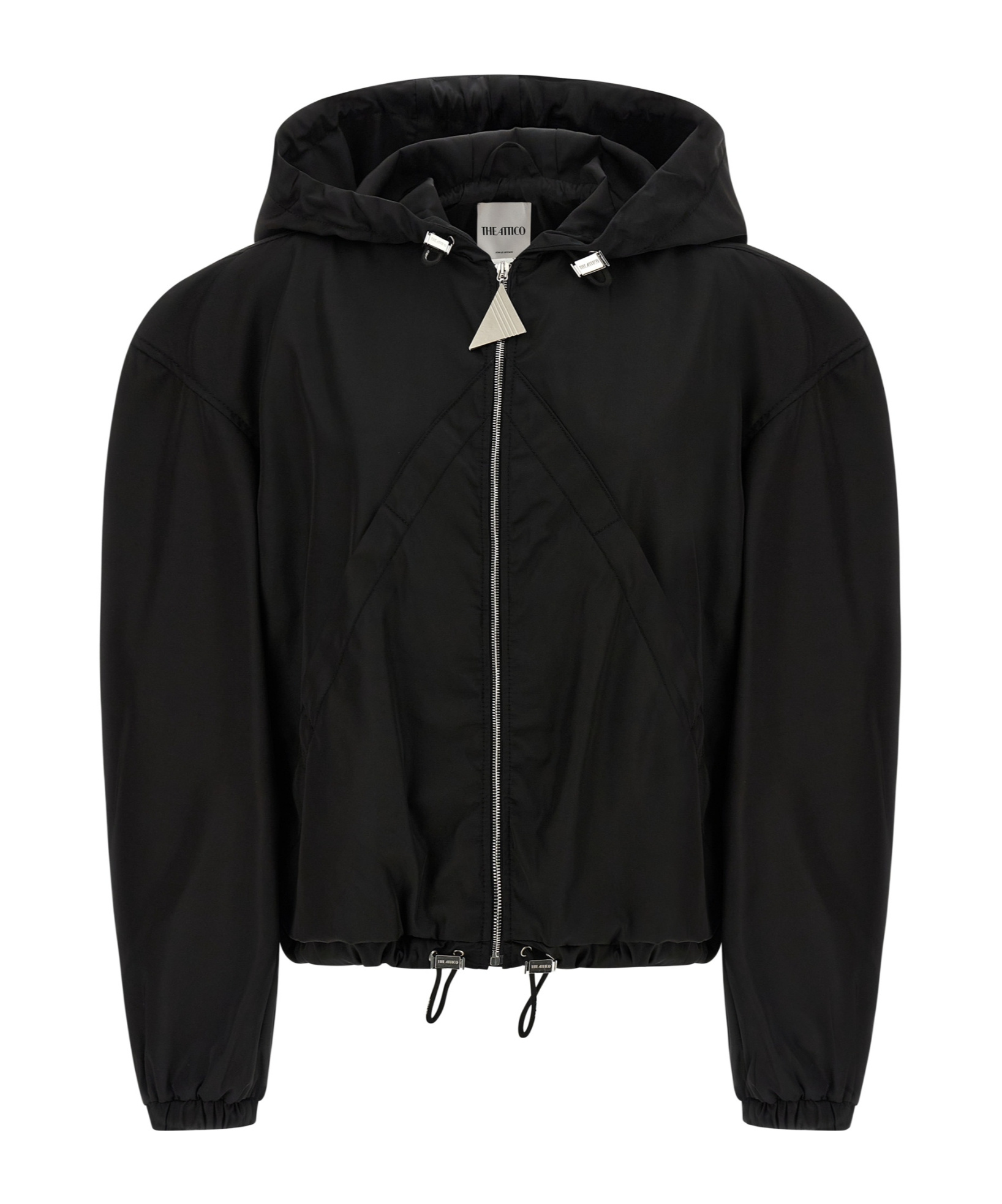 Attico Oversized Black Hooded Bomber Jacket In Black