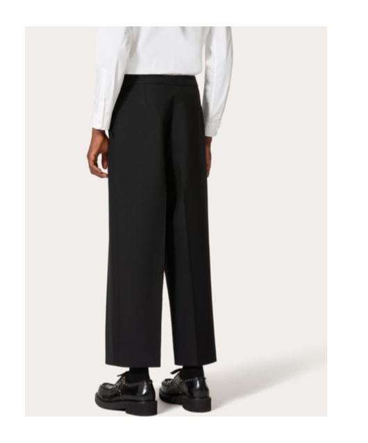 Valentino Wide Leg Trousers With Side And Back Pockets In Black