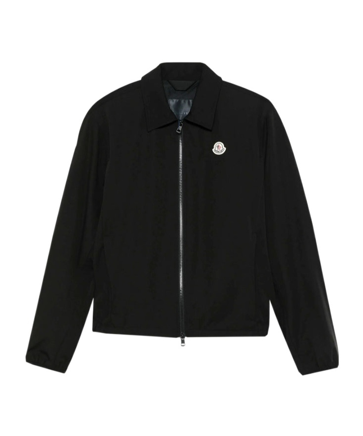 Moncler Hemmed Jacket With Collar And Zip Pockets In Black