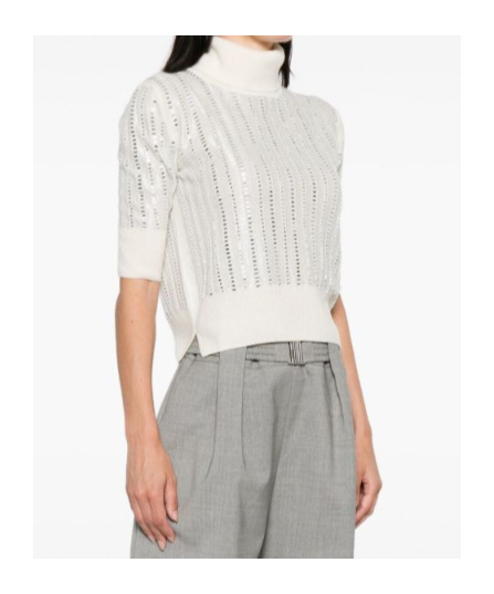 Ermanno Scervino Embellished Roll-neck T-shirt In Neutral