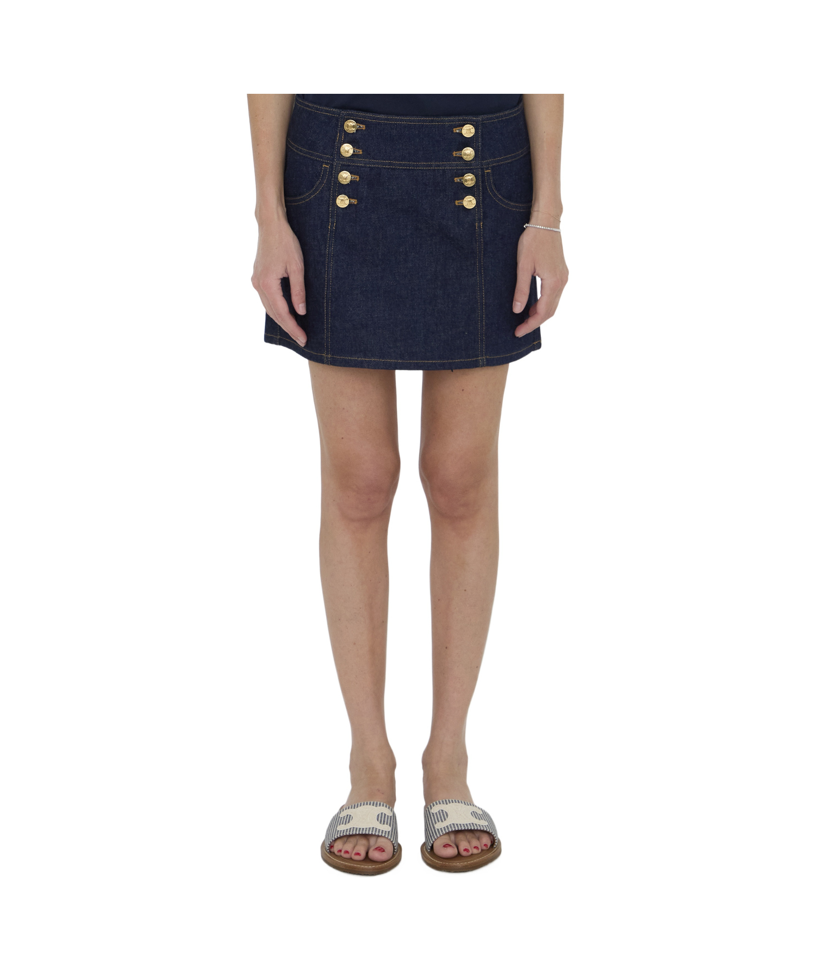 Celine Women Denim Mini Skirt In Blue