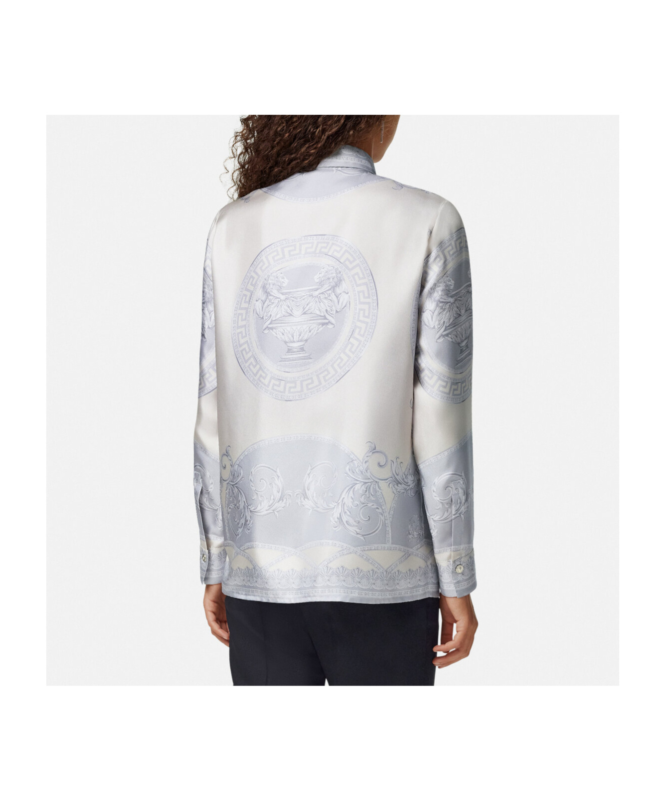 Versace Women's Printed Silk Shirt In White
