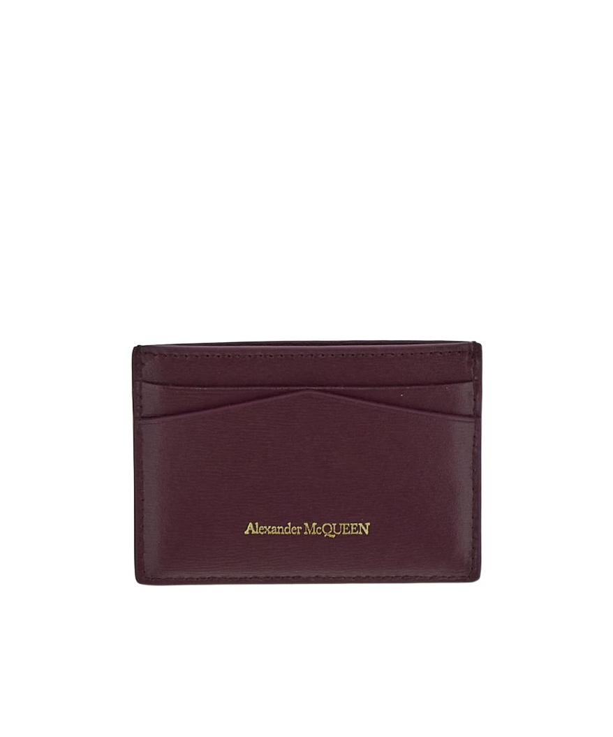 Alexander Mcqueen Skull-motif Leather Cardholder In Red