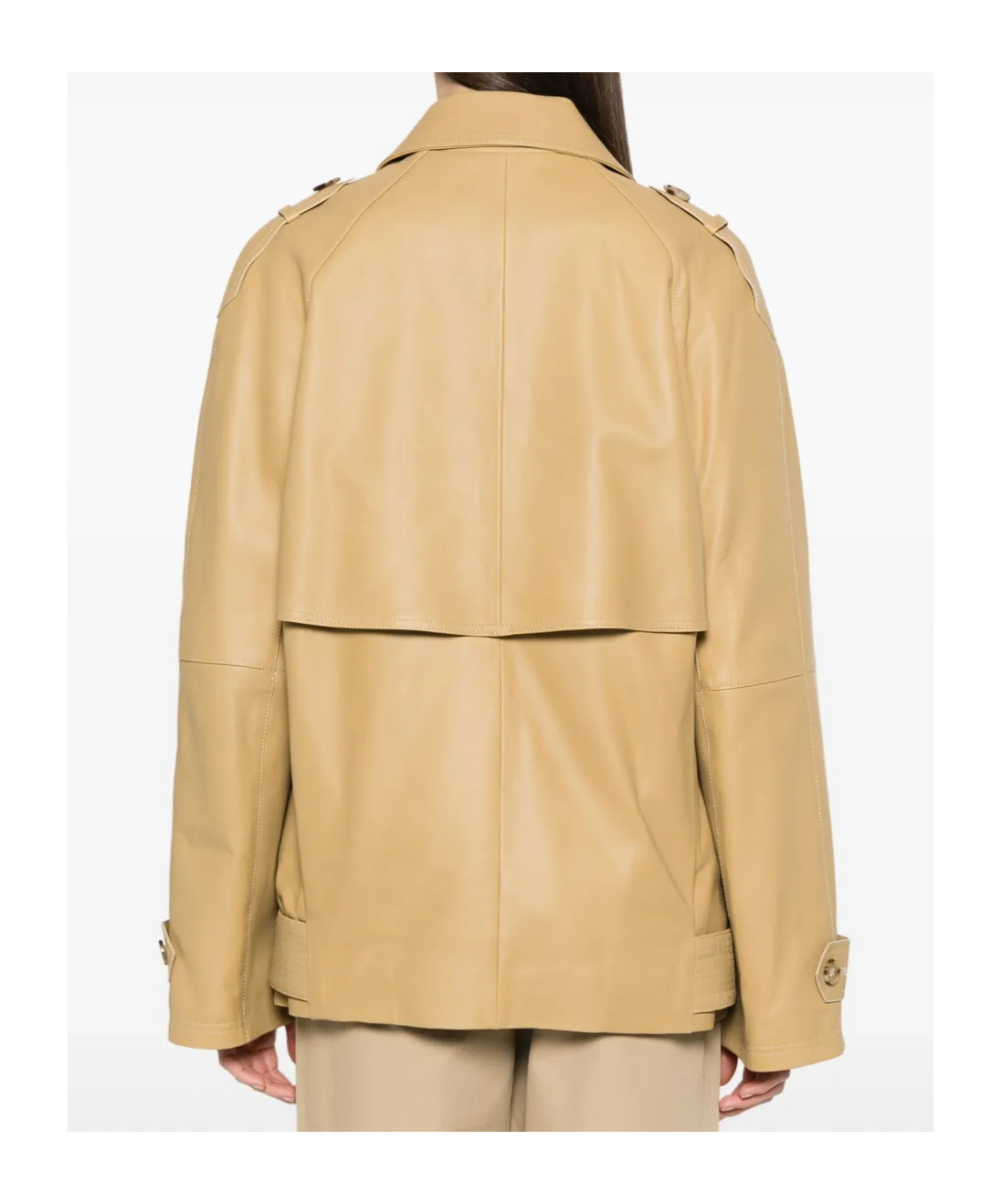 Totême Tan Short Trench Leather Jacket In Nude