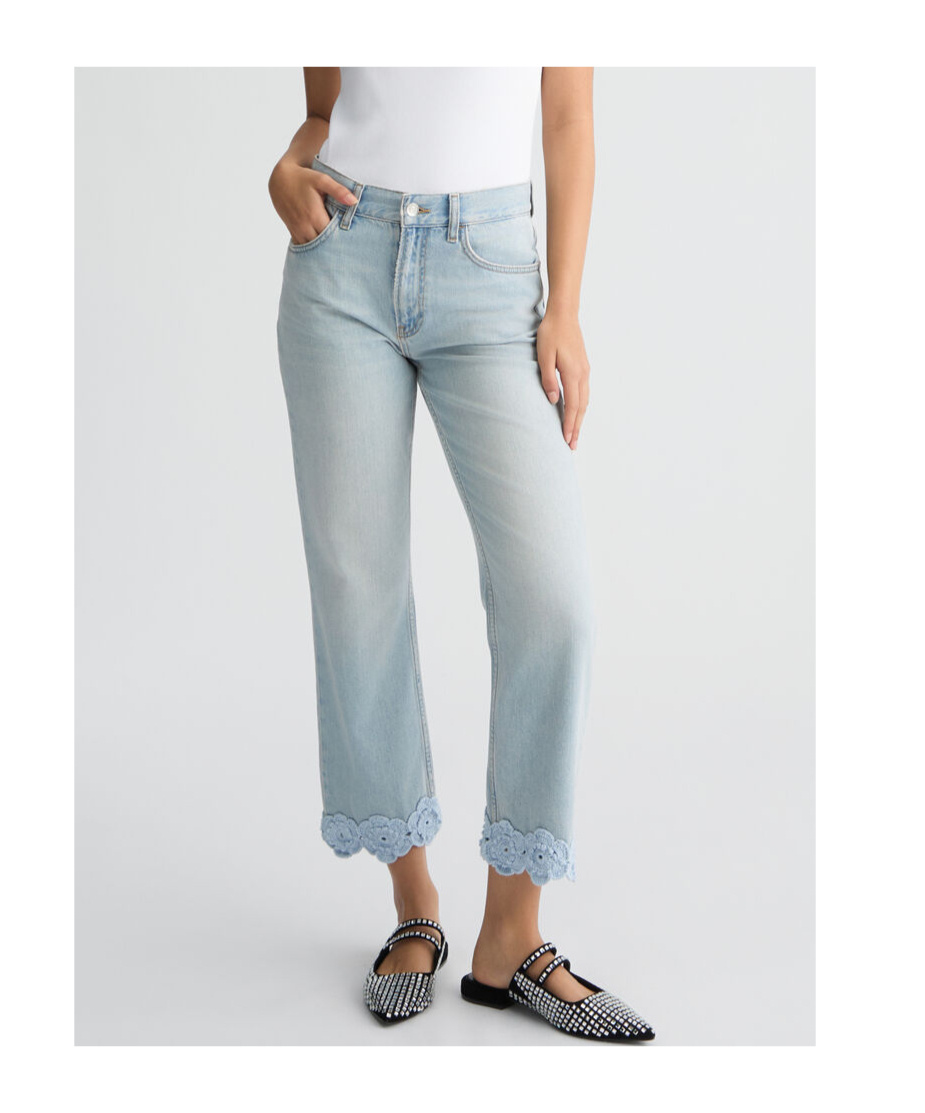 Liu •jo Straight Jeans With Crochet Embroidery