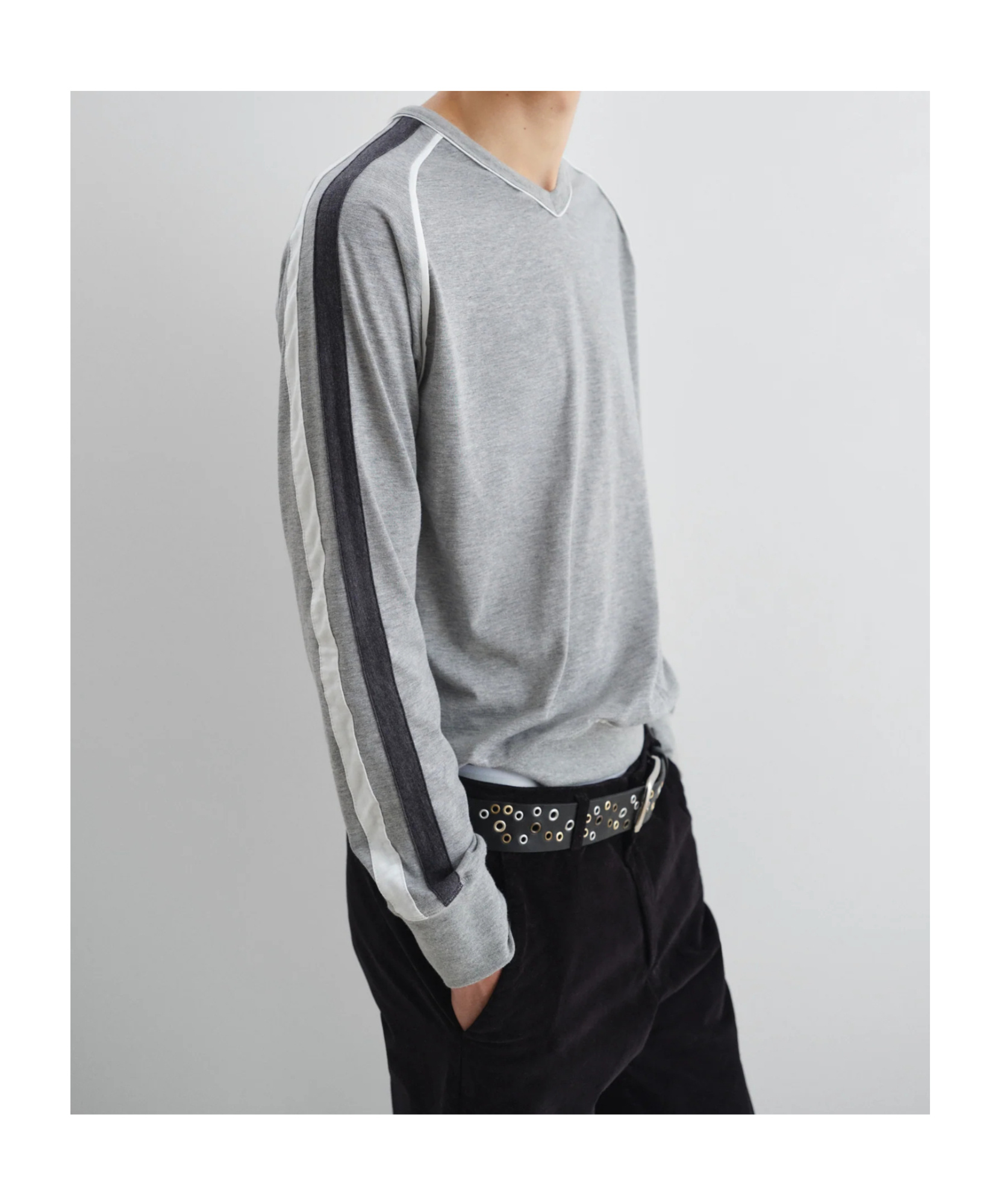 Gimaguas Lucas Stripe-detail Long-sleeve T-shirt In Gray