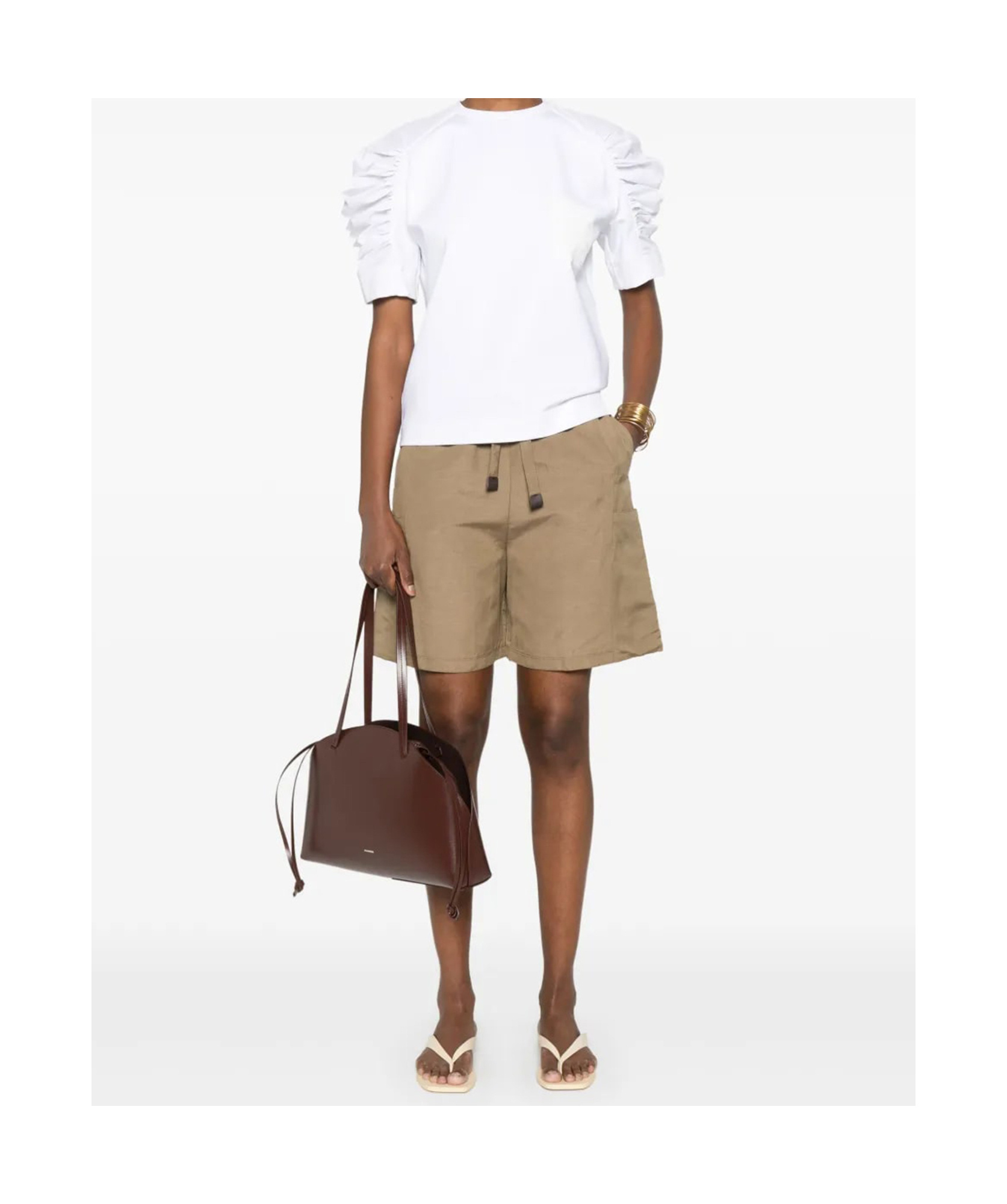 Max Mara Elastic Waist Shorts In Nude