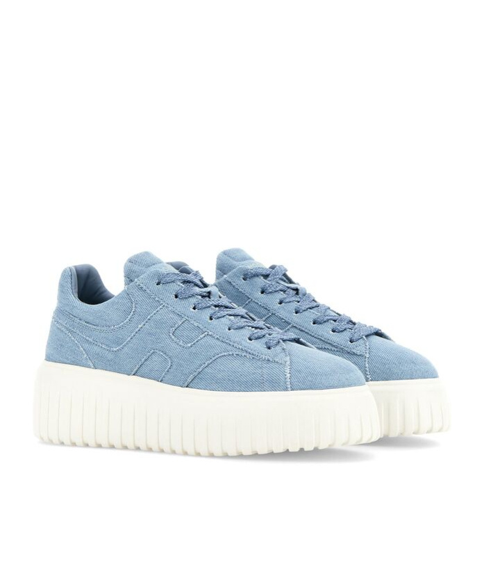 Hogan H Stripes Jeans Fabric Sneakers In Blue