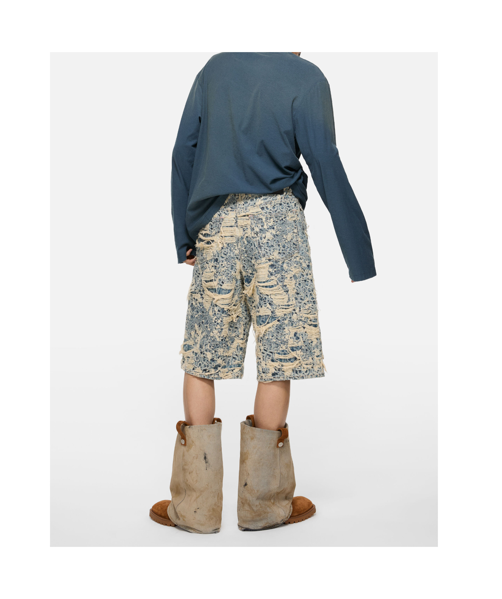 Acne Studios Loose Fit Denim Shorts In Multi
