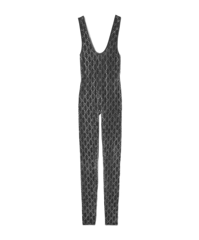 Gucci Gg Crystal Embroidered Jumpsuit In Gray