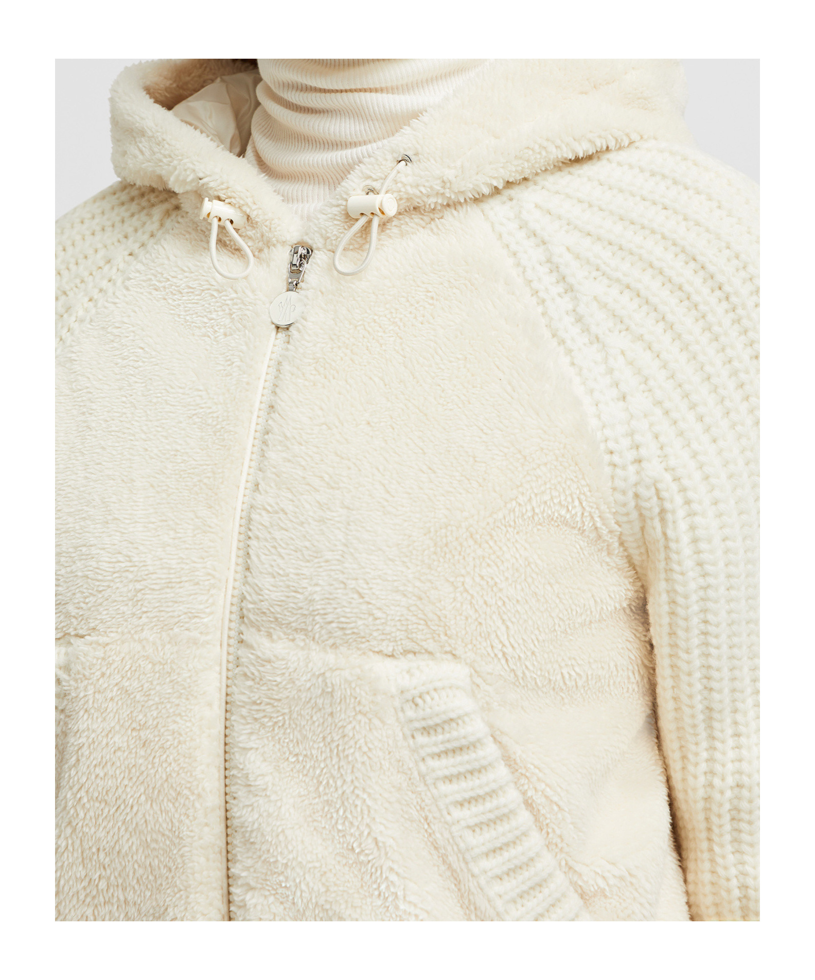 Moncler Long-sleeved Wool Hoodie In White