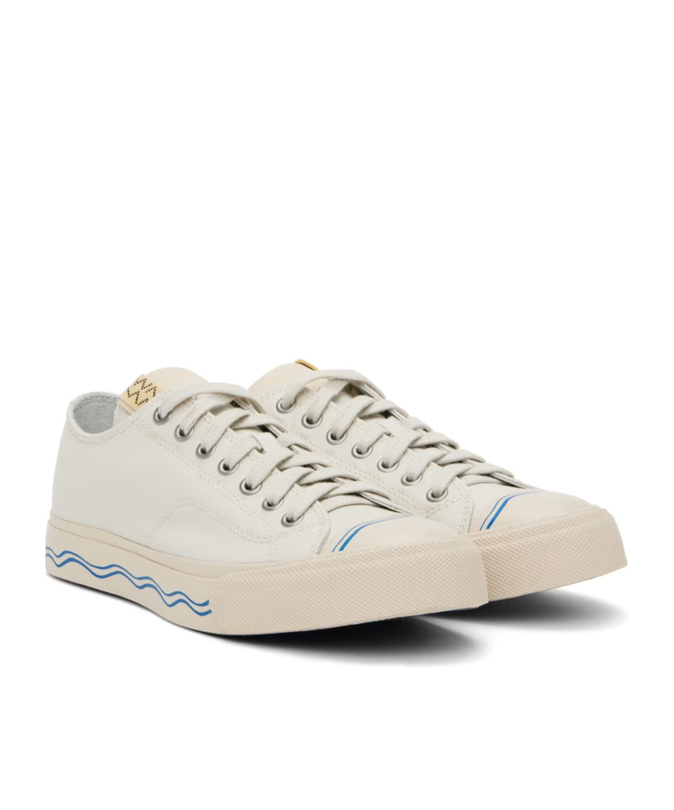Visvim Wave-print Sneakers In White