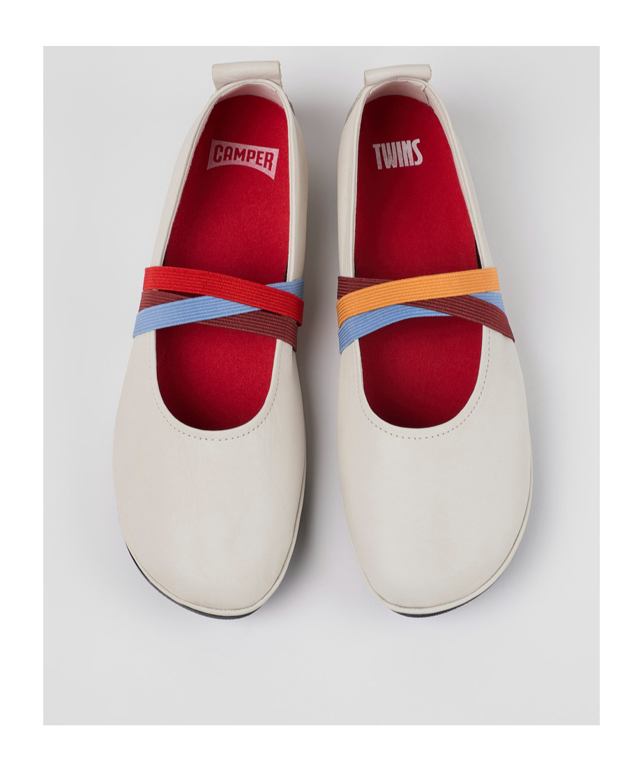 Camper Right Nina Twins Ballerina Shoes In White