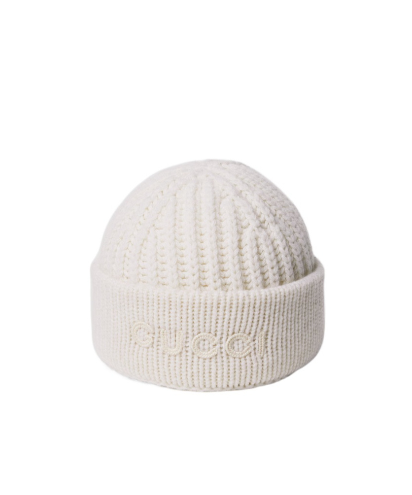 Gucci Wool Cashmere Hat With Embroidery In White