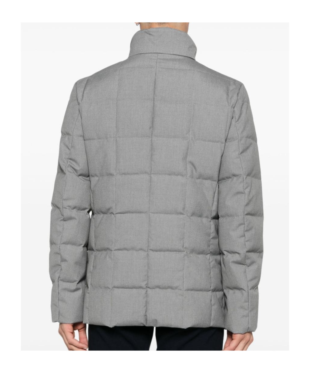 Fay Layered Design Puffer Jacket In Gray