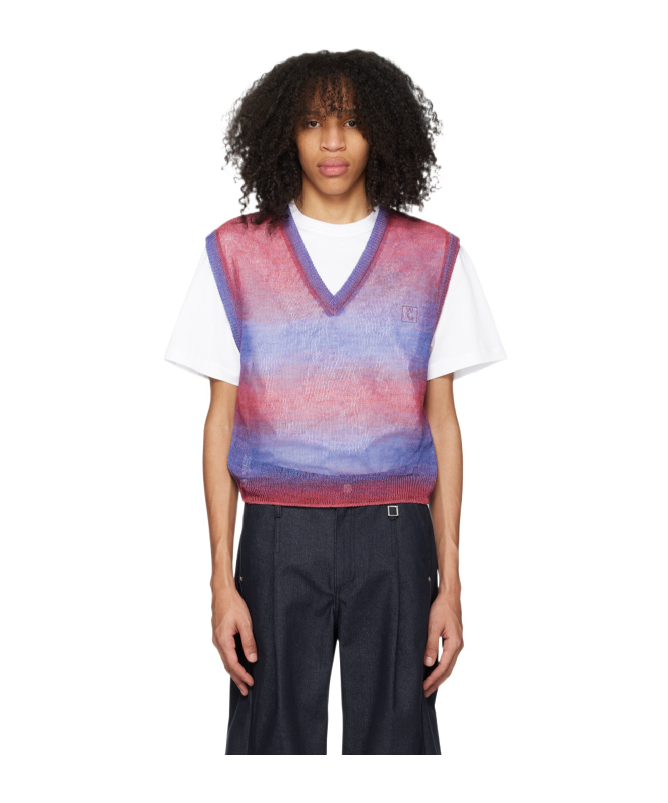 Wooyoungmi Graded Stripe Pattern Knitted Vest In Black