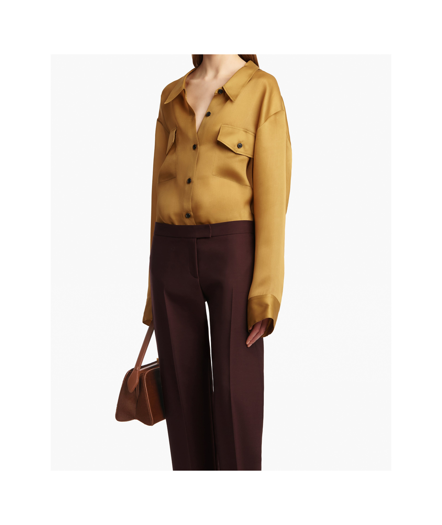 Khaite Ocher Compact Organza Matteo Shirt In Gold