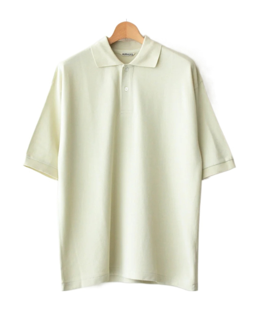 Auralee Green Pima Cotton Heavy Pique Polo In Yellow