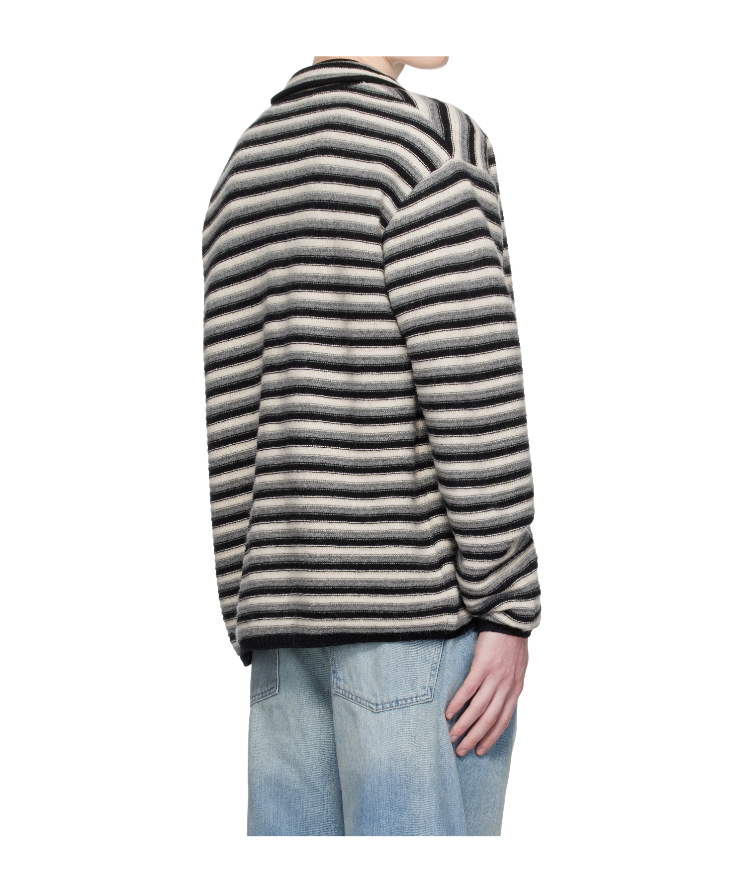 We11 Done Multicolor Black Stripe Embroidered Cardigan In Black