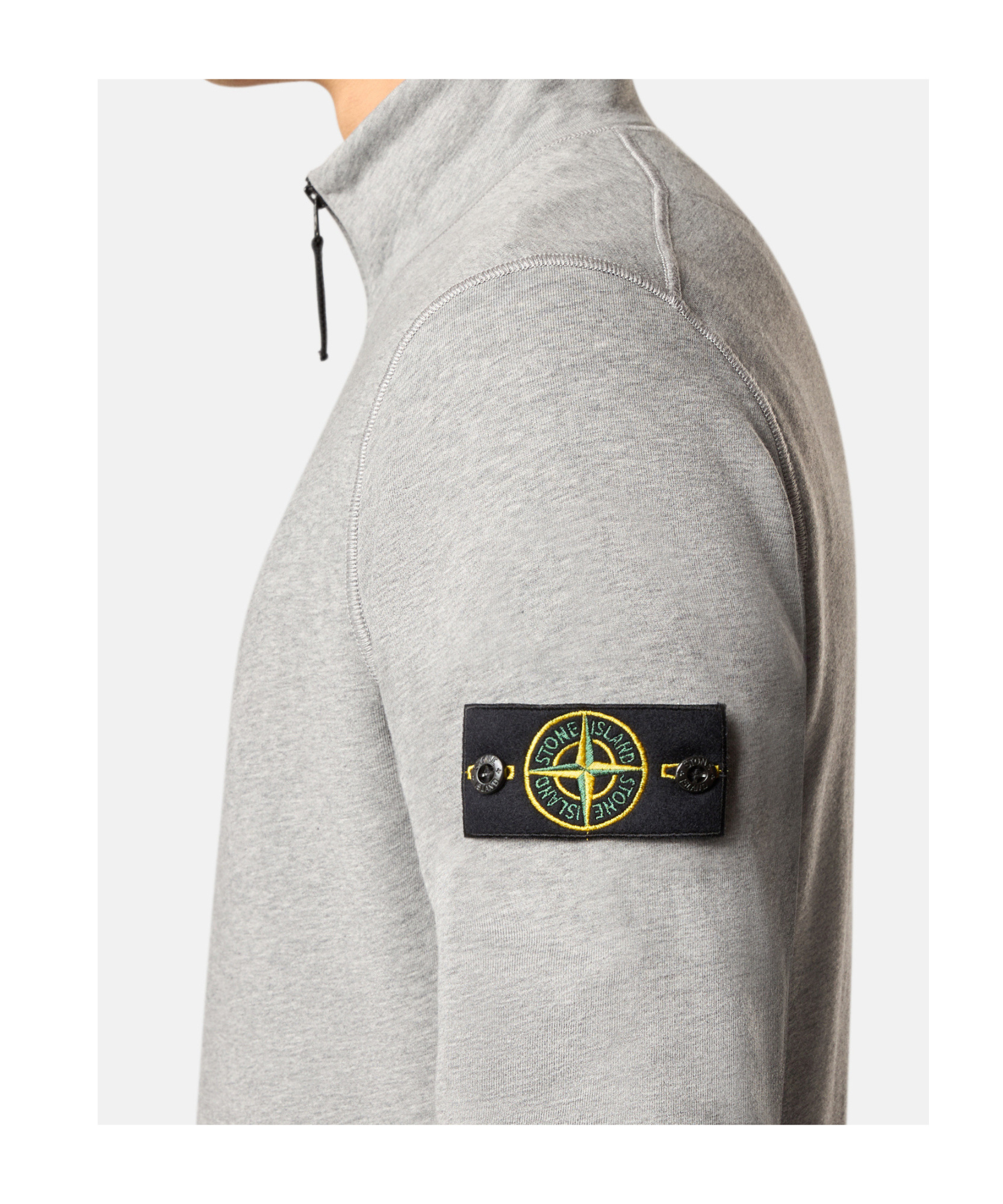 Stone Island Half-zip Sweatshirt With Patch Pockets In Dust And Gray Mixed Color