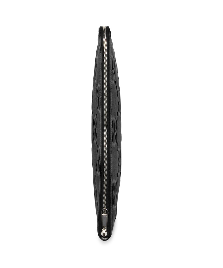 Gucci Jumbo Gg Leather Clutch Bag In Black