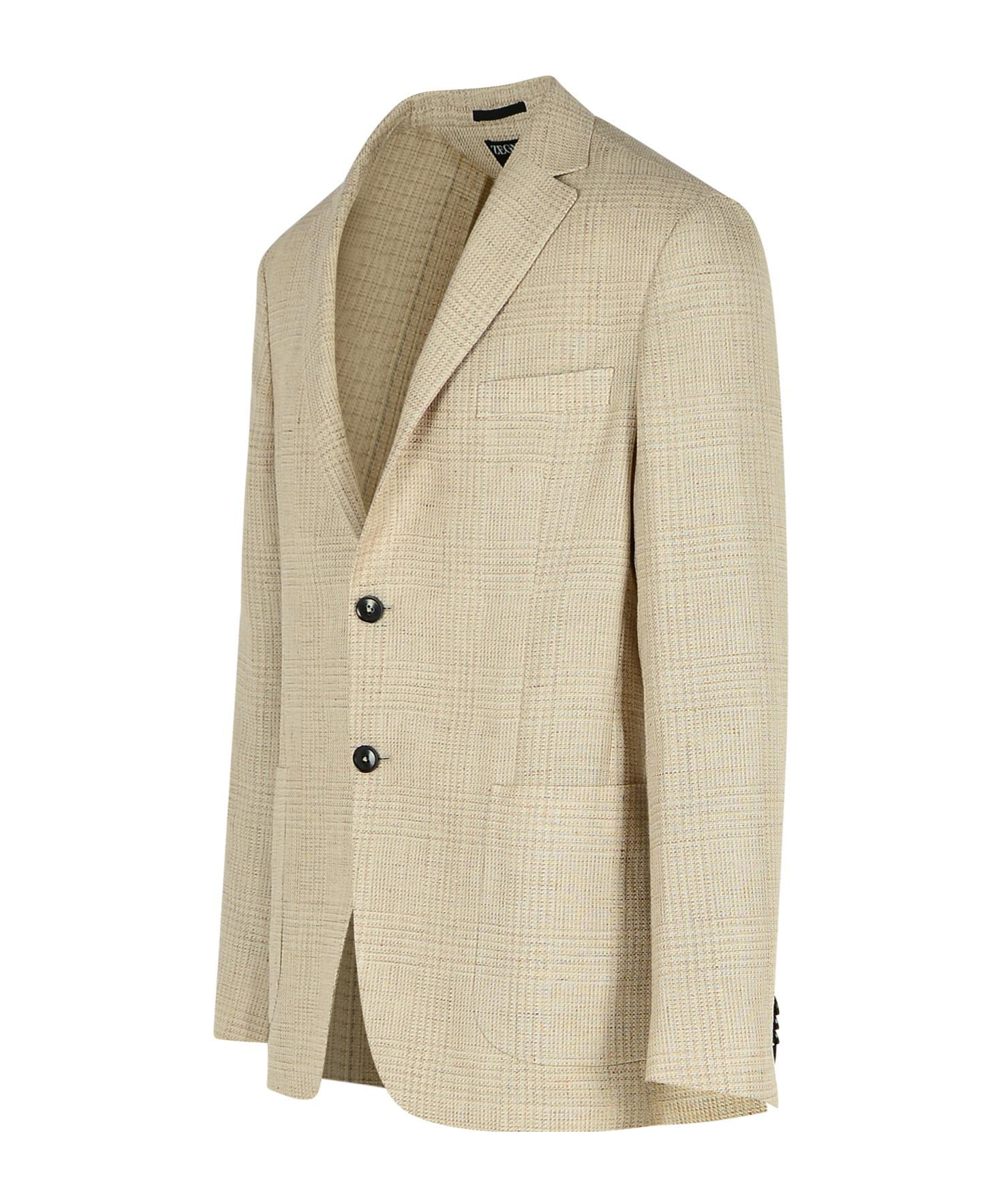Shop Zegna Drop 7 Single-breasted Blazer In Nude