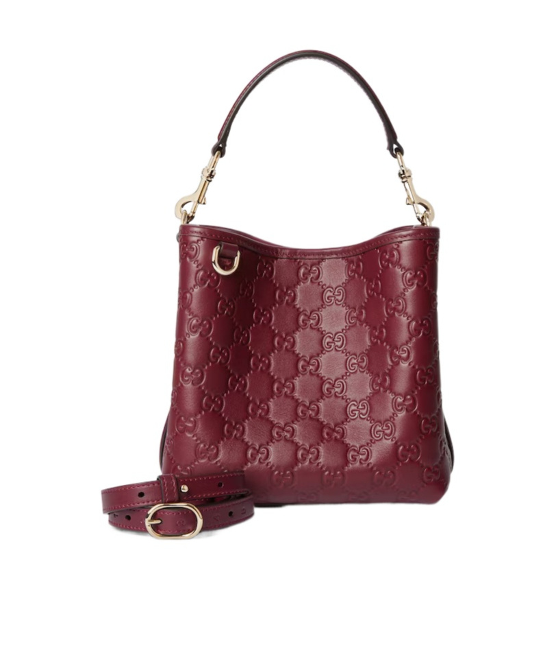 Gucci Gg Emblem Small Bucket Bag In Red
