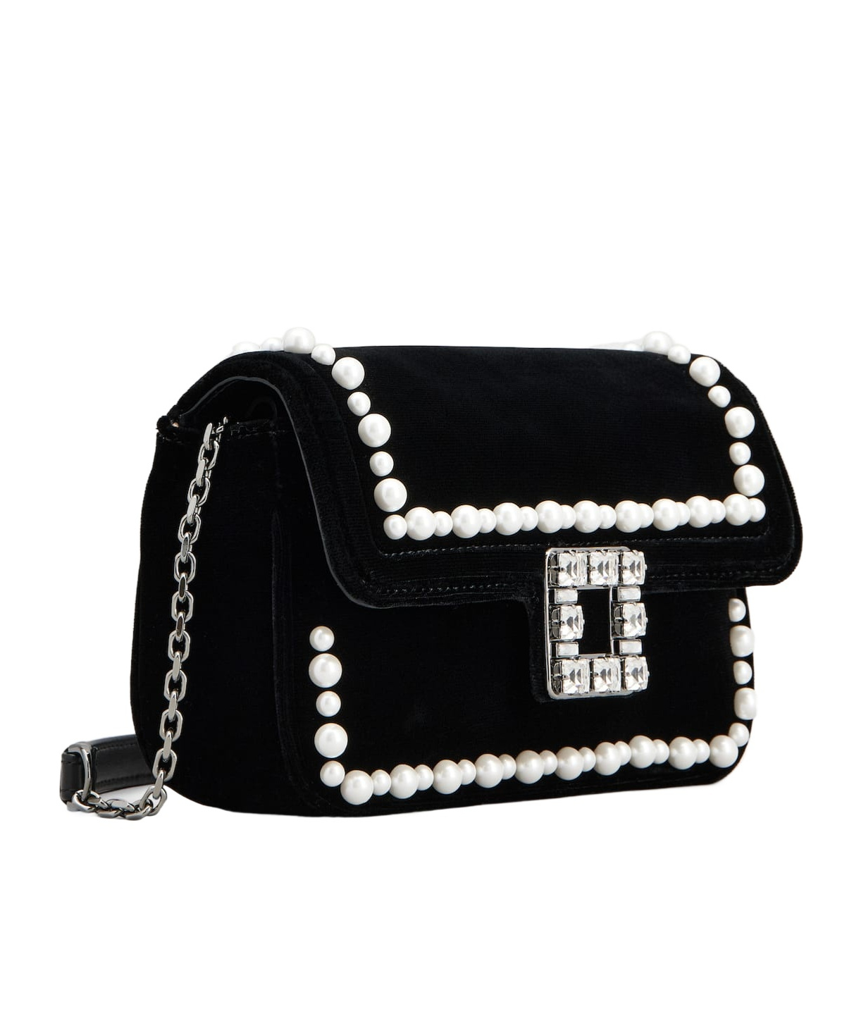 Roger Vivier Viv Jeu De Fille Embellished Velvet Bag In Black