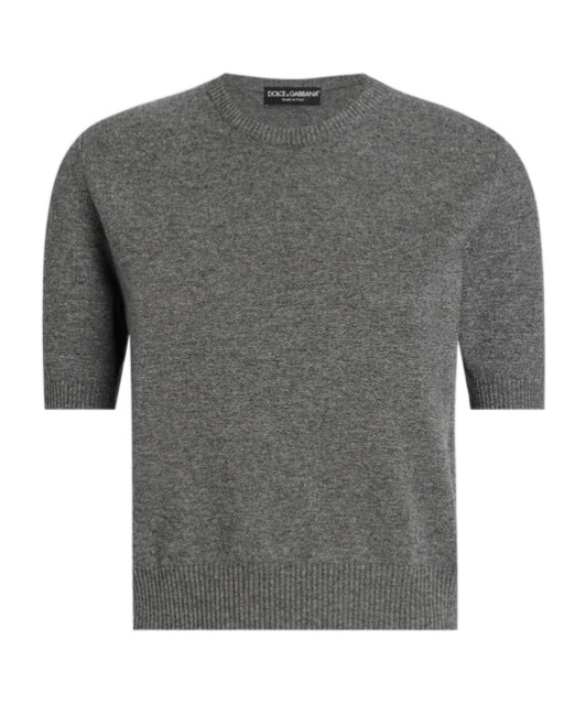 Dolce & Gabbana Short-sleeve Cashmere Sweater In Gray