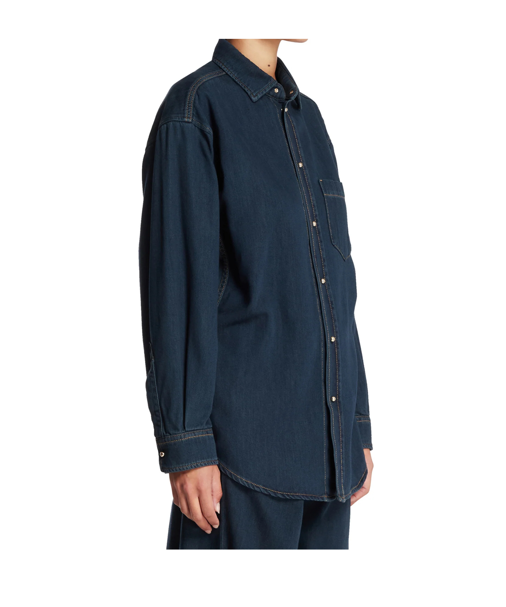 Darkpark Dark Blue Cotton Denim Shirt In Blue
