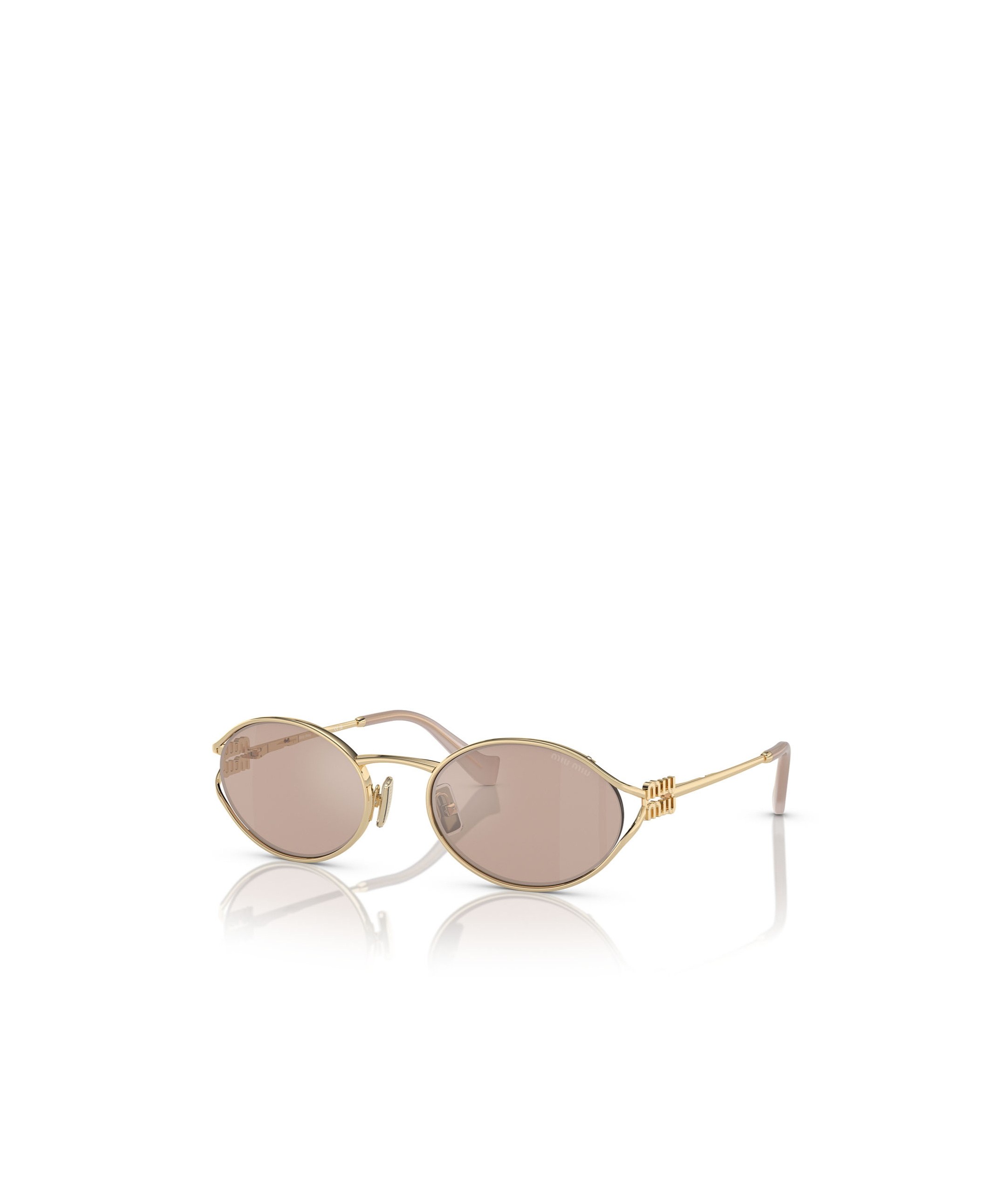 Miu Miu Womens Mu 52ys Oval-frame Metal Sunglasses Gold In Nude