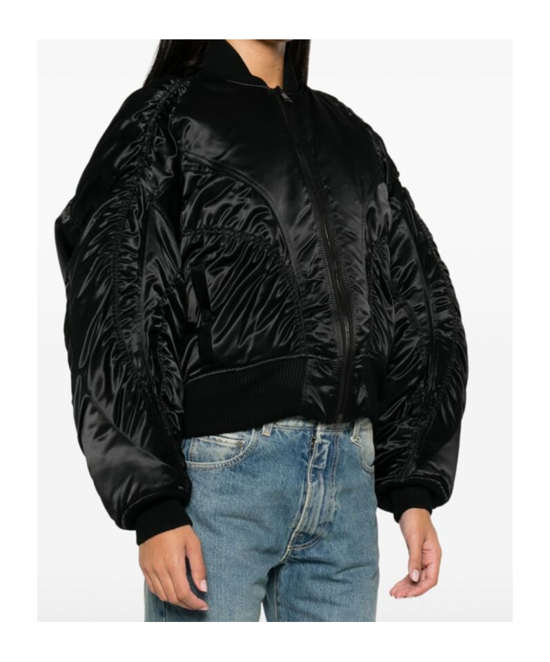 Mugler Women Satin Bomber Jacket In Black