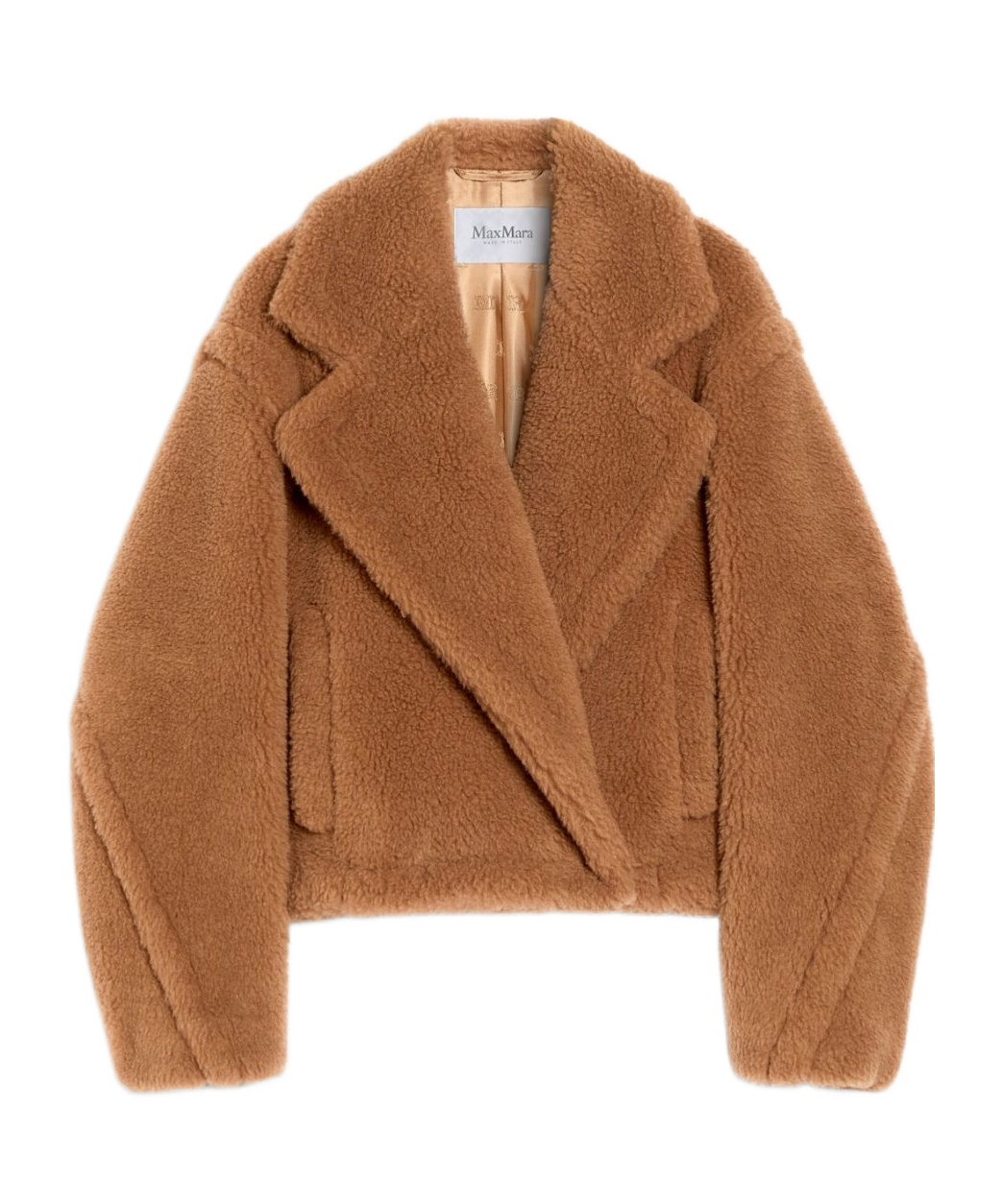 MAX MARA CROPPED TEDDY BEAR ICON COAT IN CAMEL