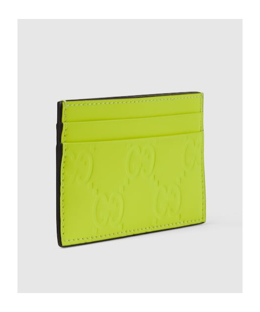 Gucci Gg Monogram Leather Cardholder In Green