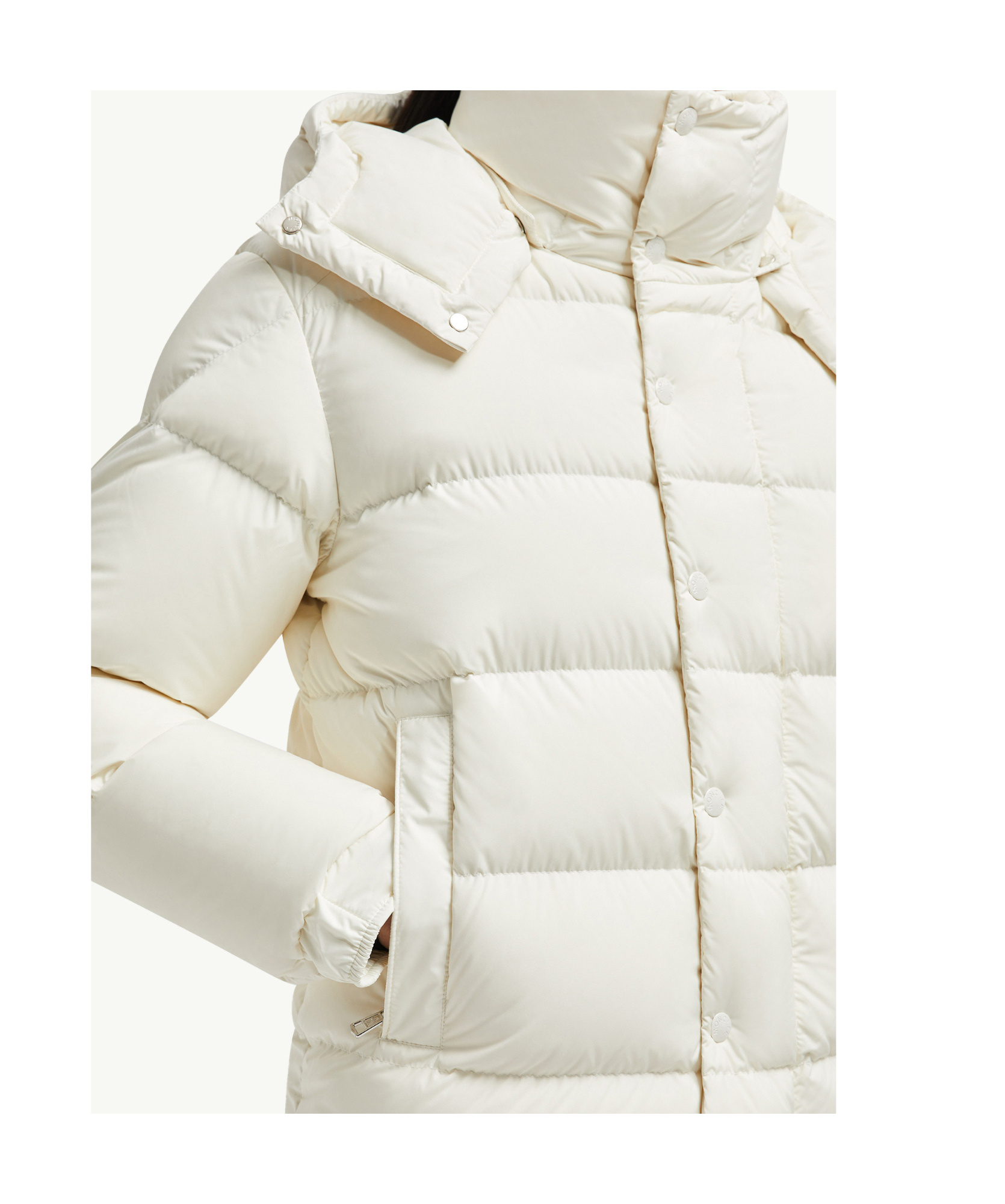 Moncler Maya 70 Hooded Short Down Jacket In White