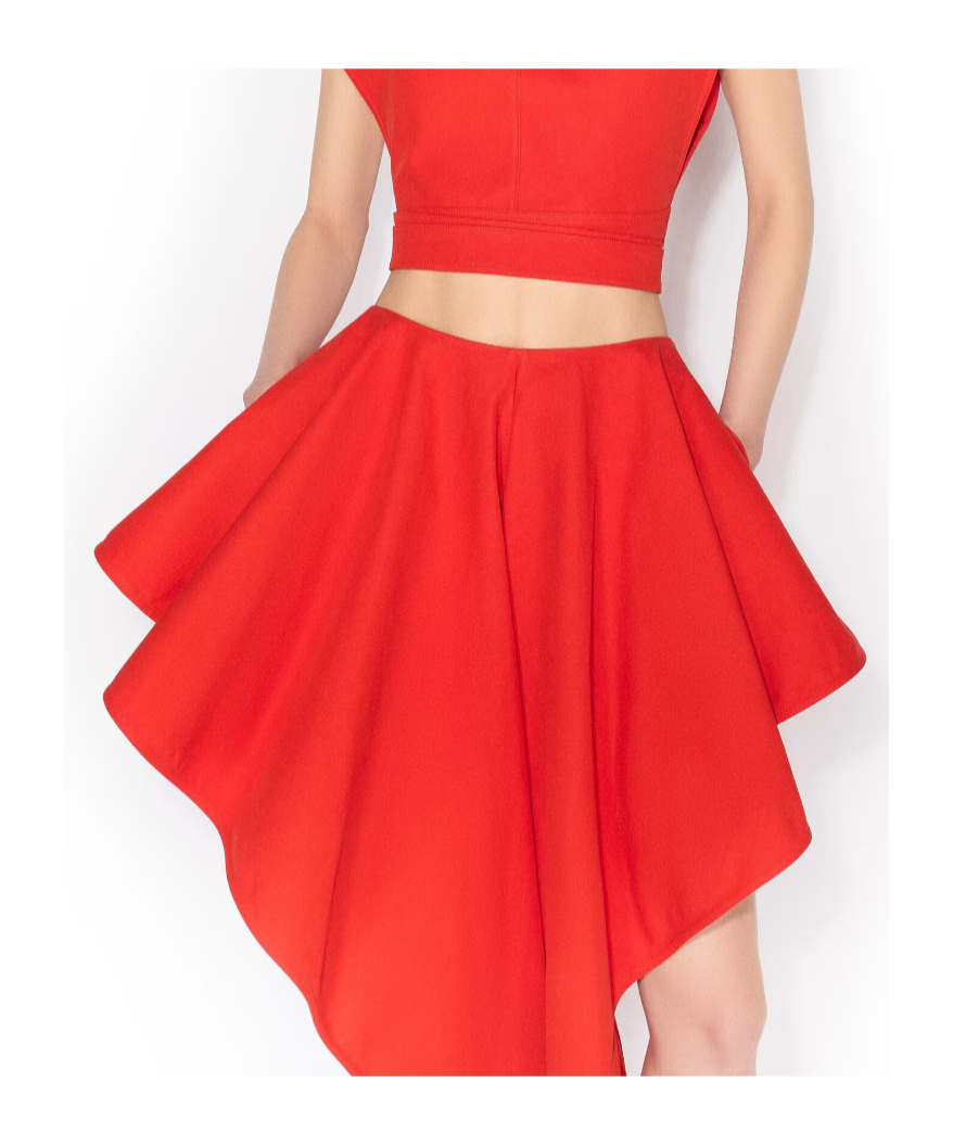 Alaïa Womens Orange Sanguine Ruffled Open-seam Cotton Trousers In Red