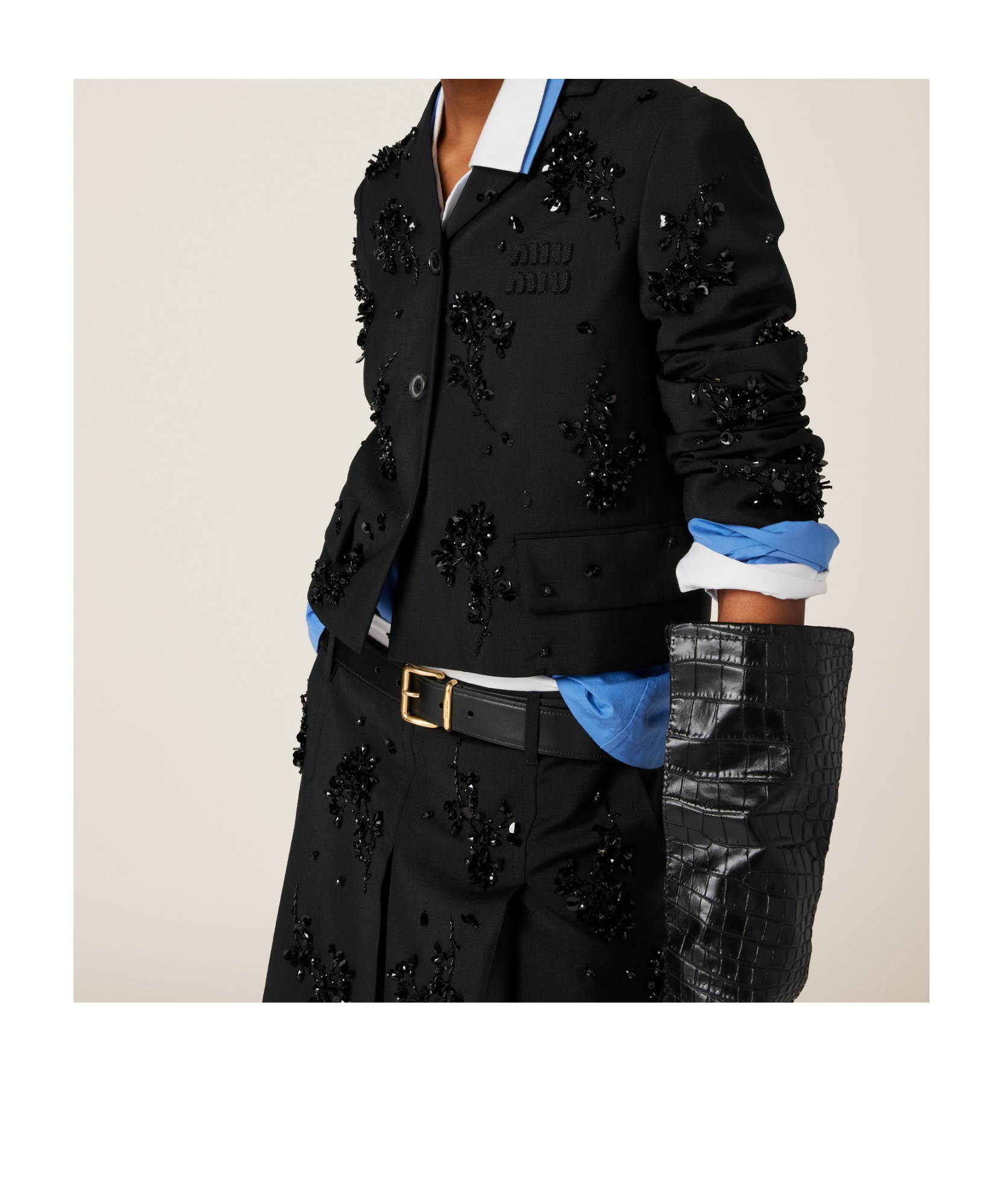 Miu Miu Single-row Wool Jacket In Black