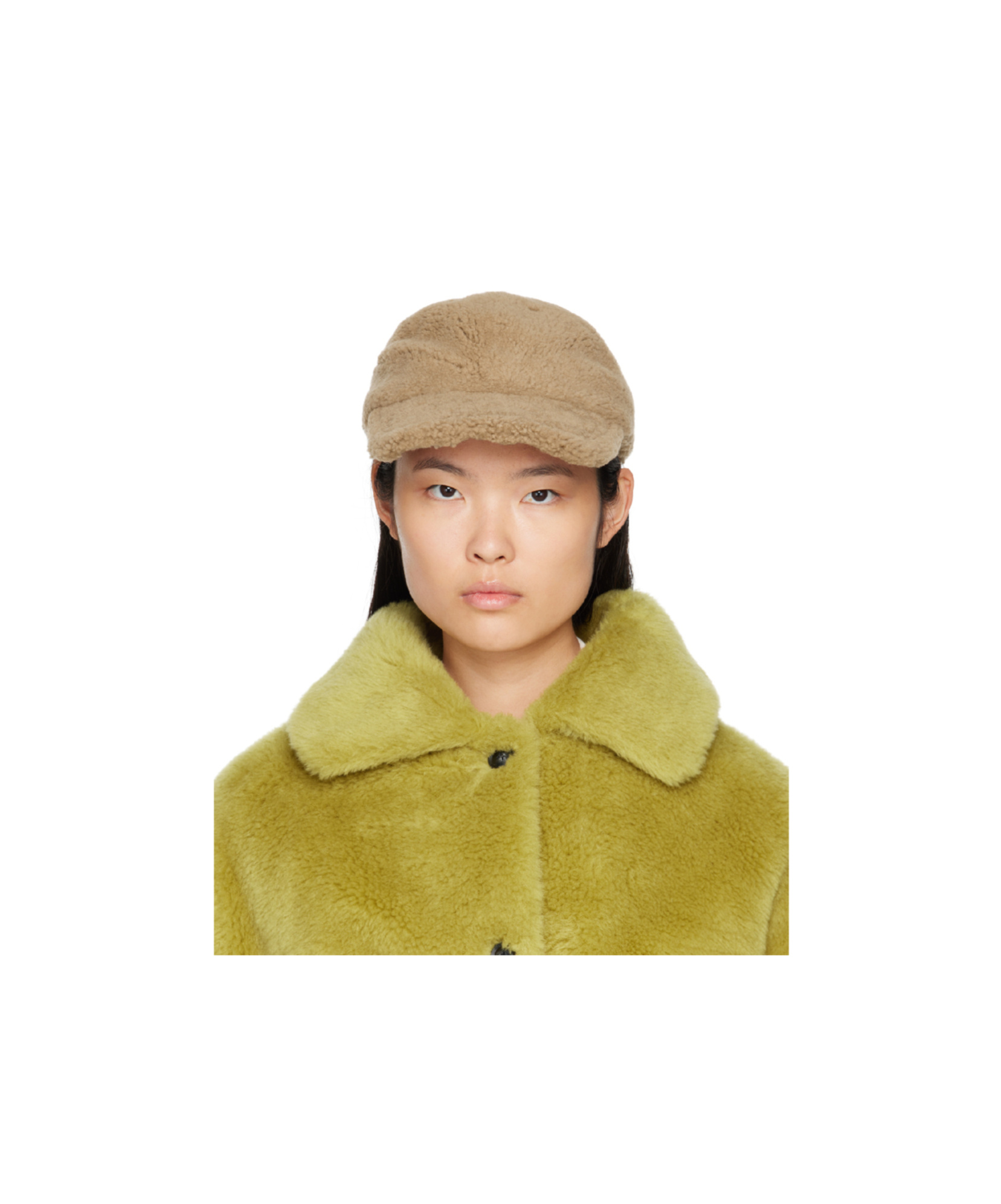Yves Salomon Curly Baseball Cap In Nude