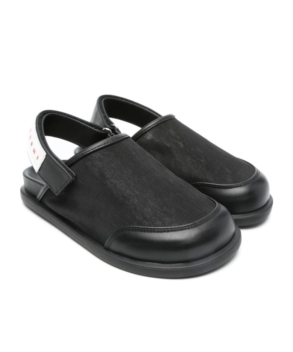 Marni Logo-patch Sandals In Black